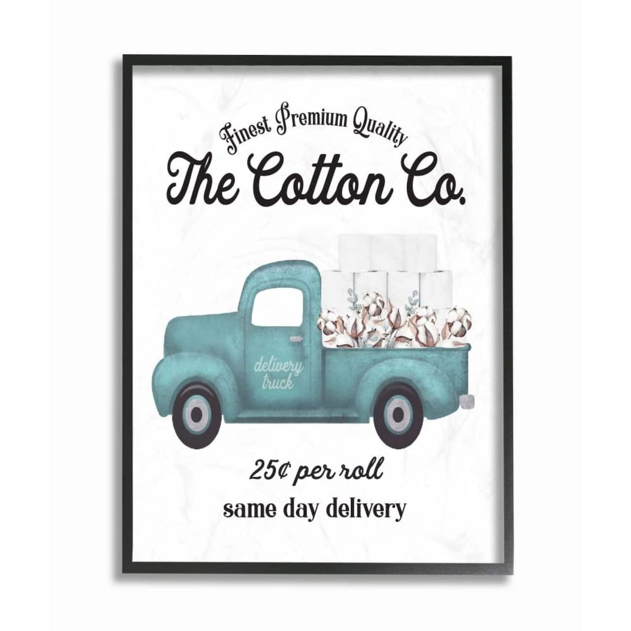 Stupell Industries Toilet Paper Delivery Truck Black Framed Wall Art